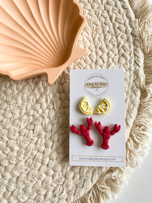 Lobster & Lemon Stud Set