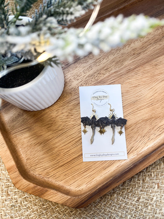 Black & Gold Glitter Dragon