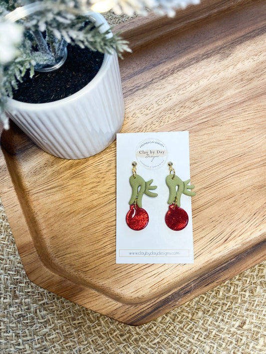 Grinch Hand & Glitter Ornament