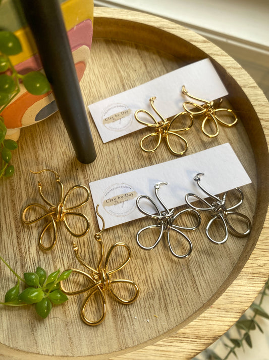 Gold Plated Flower Hoops