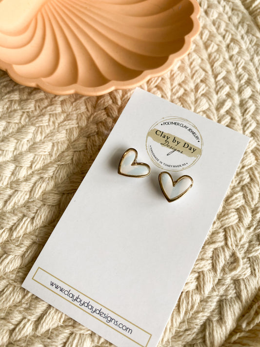 Gold Trim Heart - Blue & White Stripe