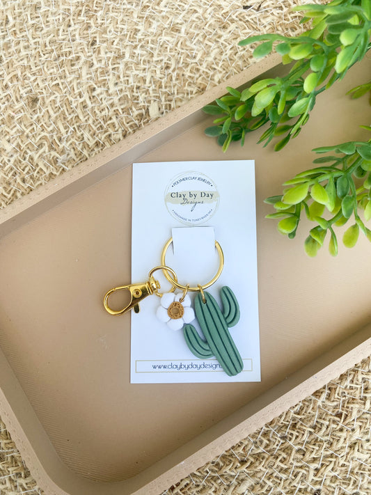 Cactus & Flower Keychain