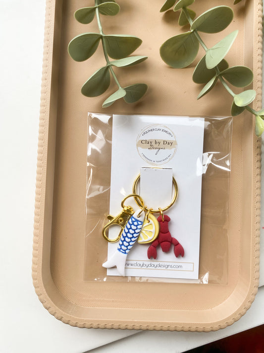 Seafood Keychain - lobster, sardine & lemon
