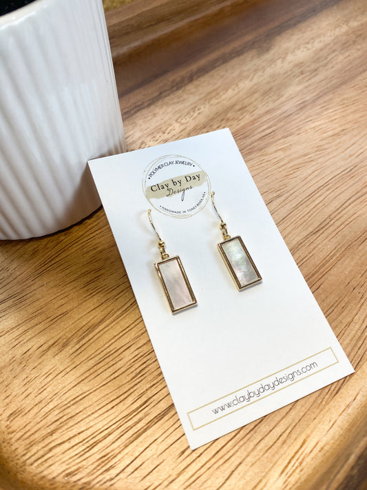 Gold Plated Dangle with Shell Inlay