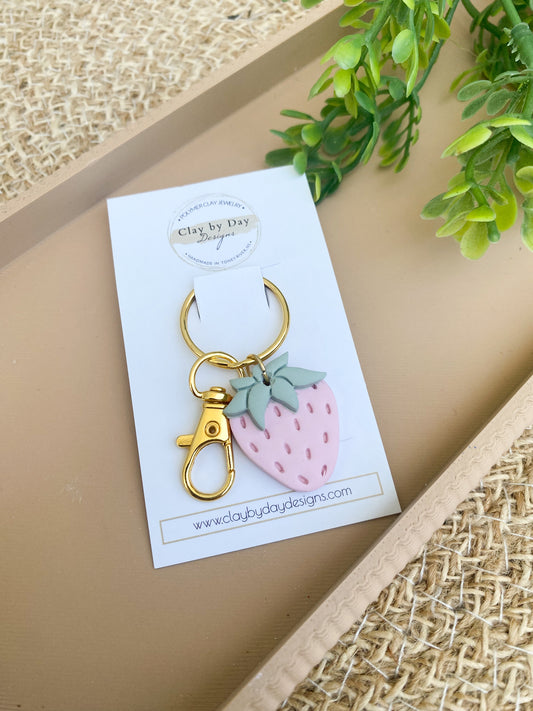 Pink Strawberry Keychain