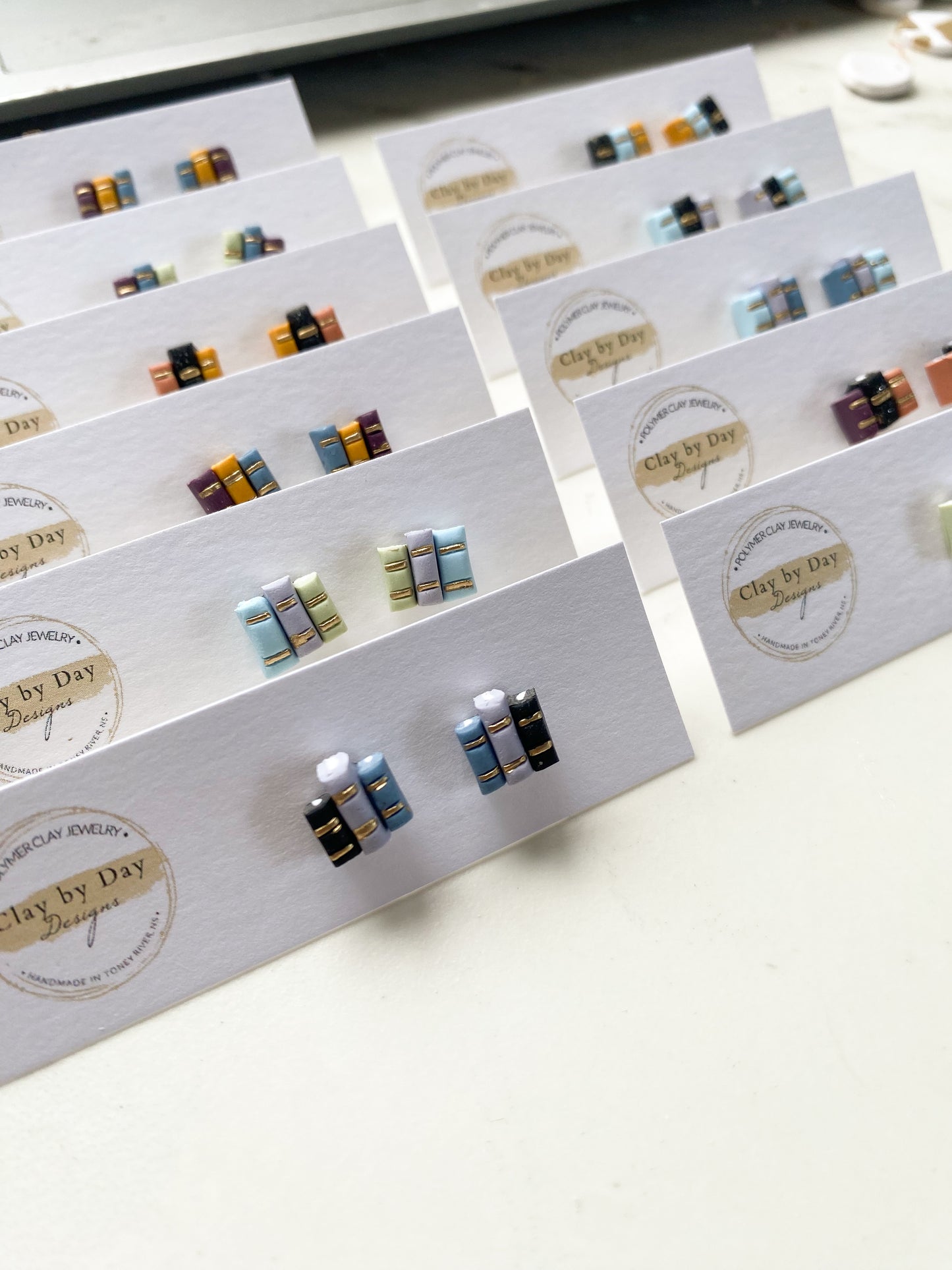 Book Stack Studs - assorted colours