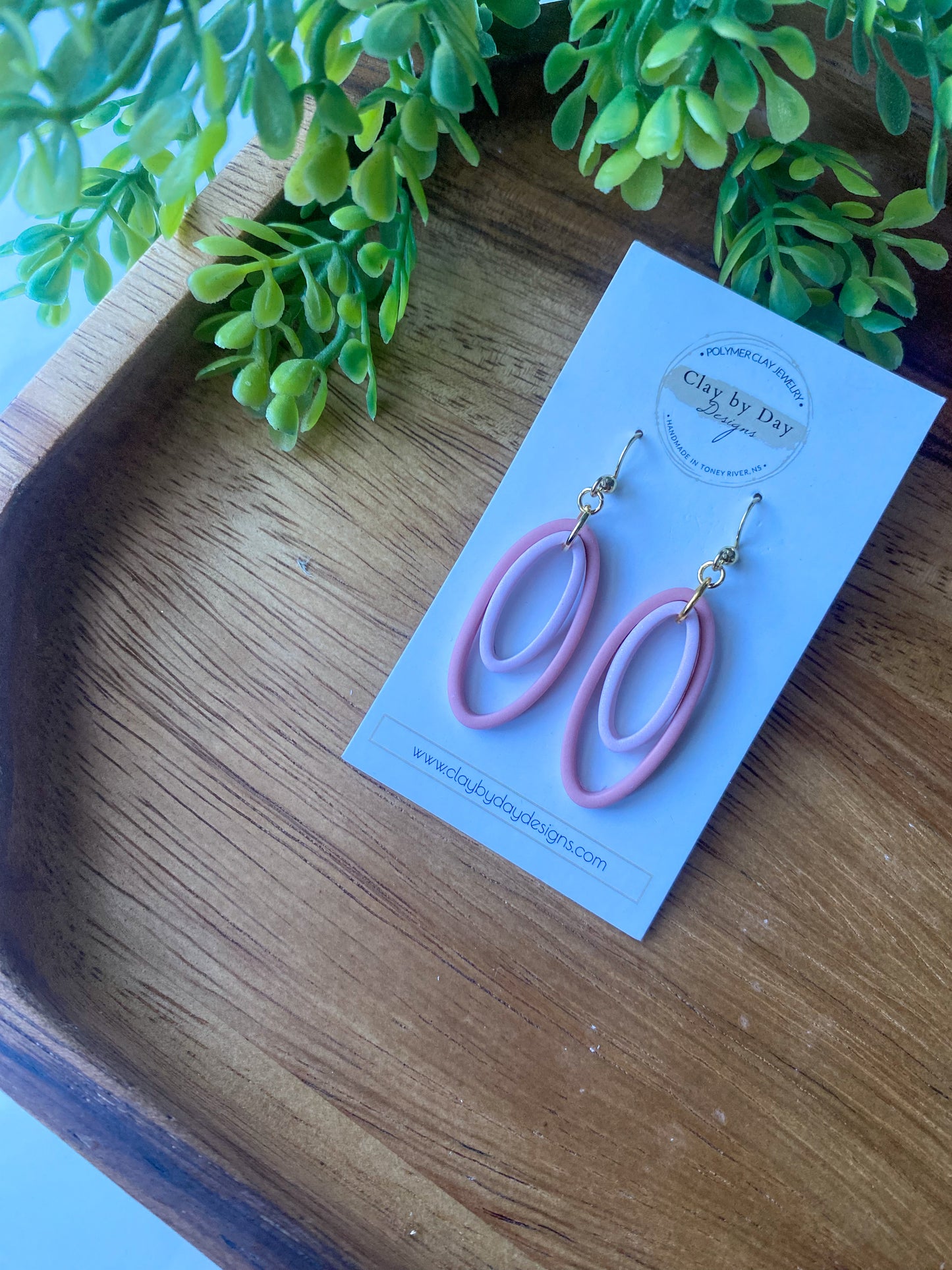 Layered Pink Oval Dangle