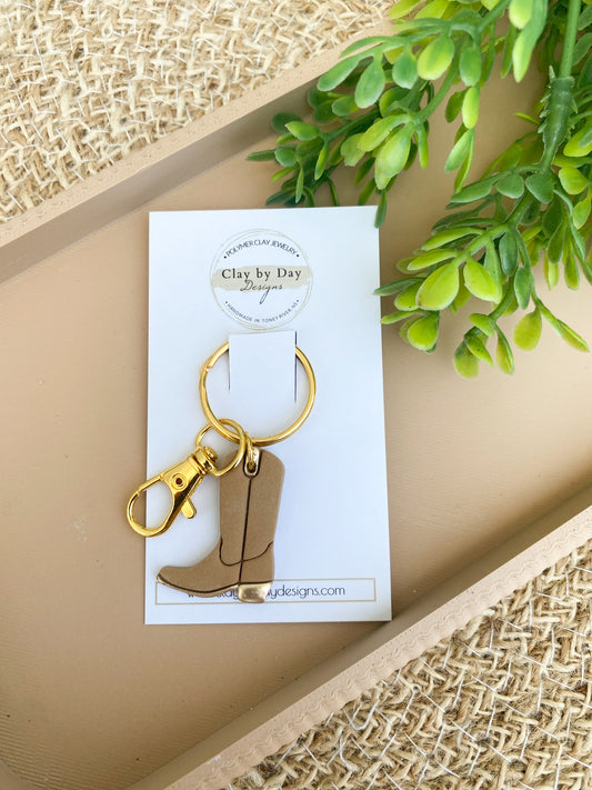 Brown & Gold Cowboy Boot Keychain