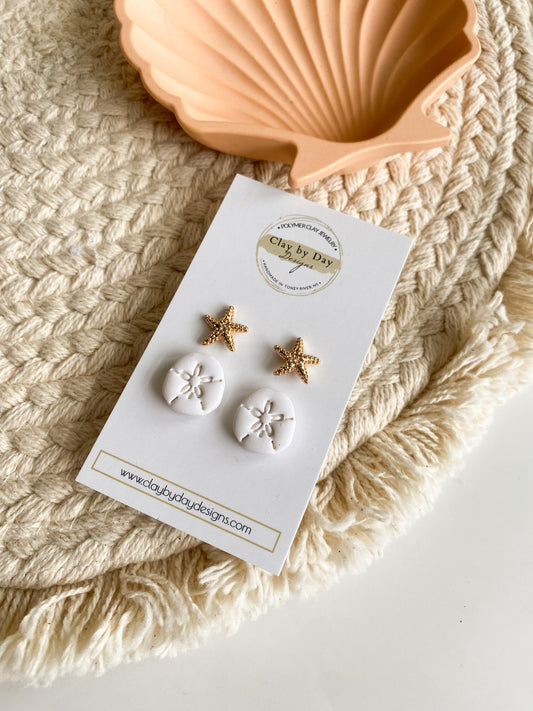 Starfish & Sand dollar stud set