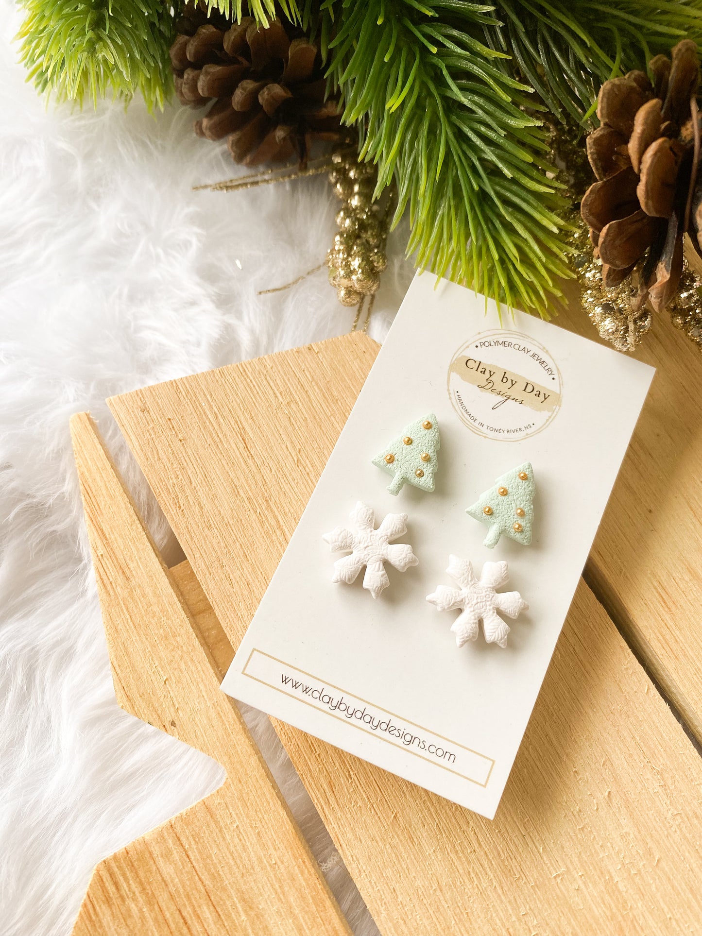 Tree & Snowflake Stud Duo