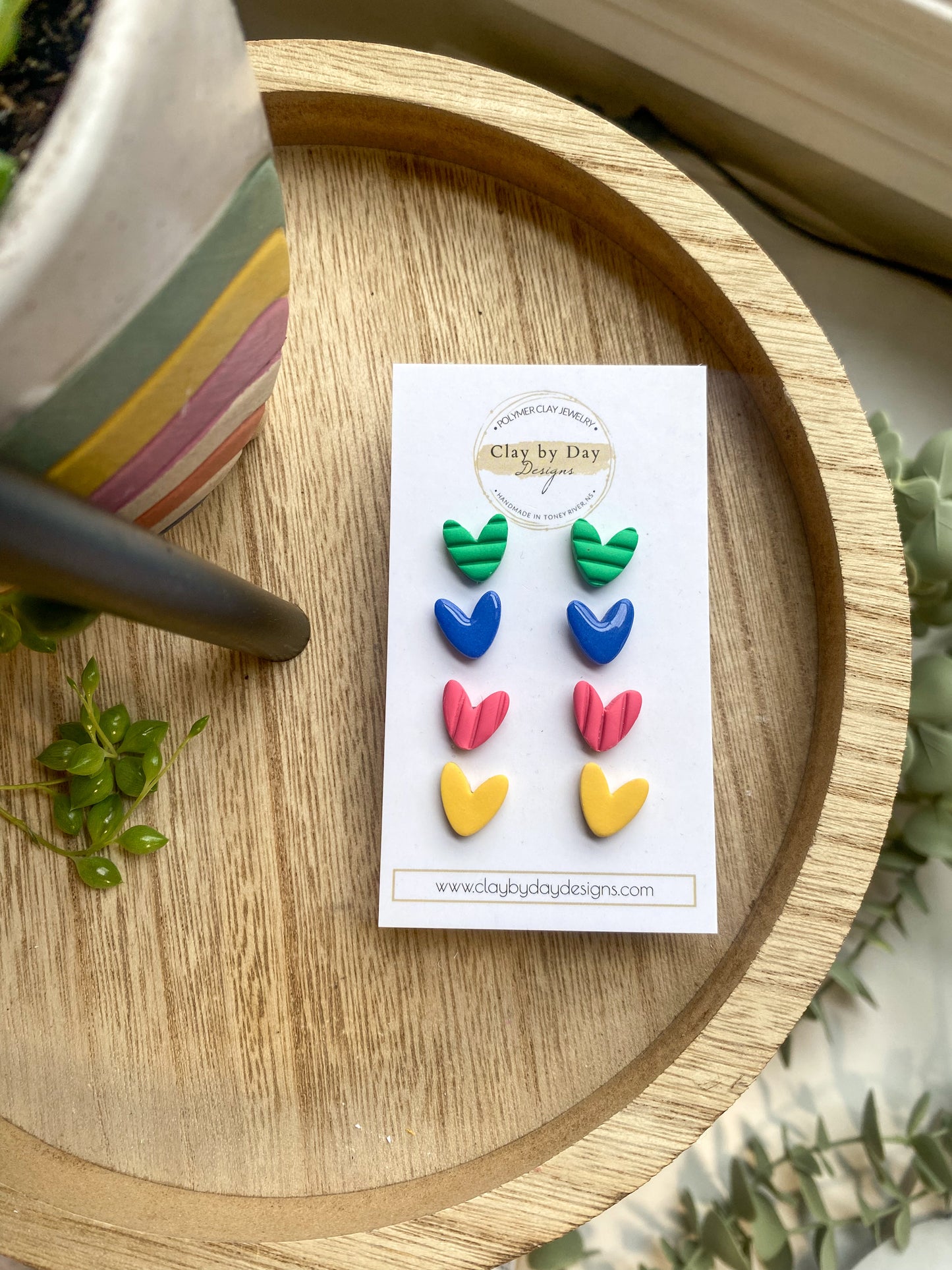 Colourful Heart Studs