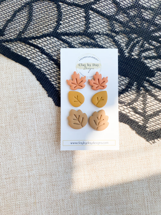 Fall Leaf Stud Trio