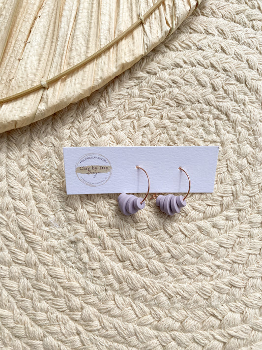 Rose Gold Hoops & Lavender Clay