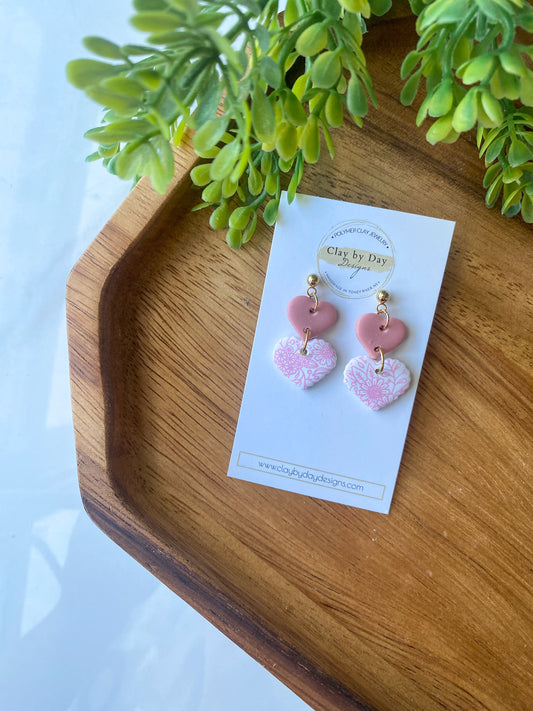 Pink/White Floral Hearts