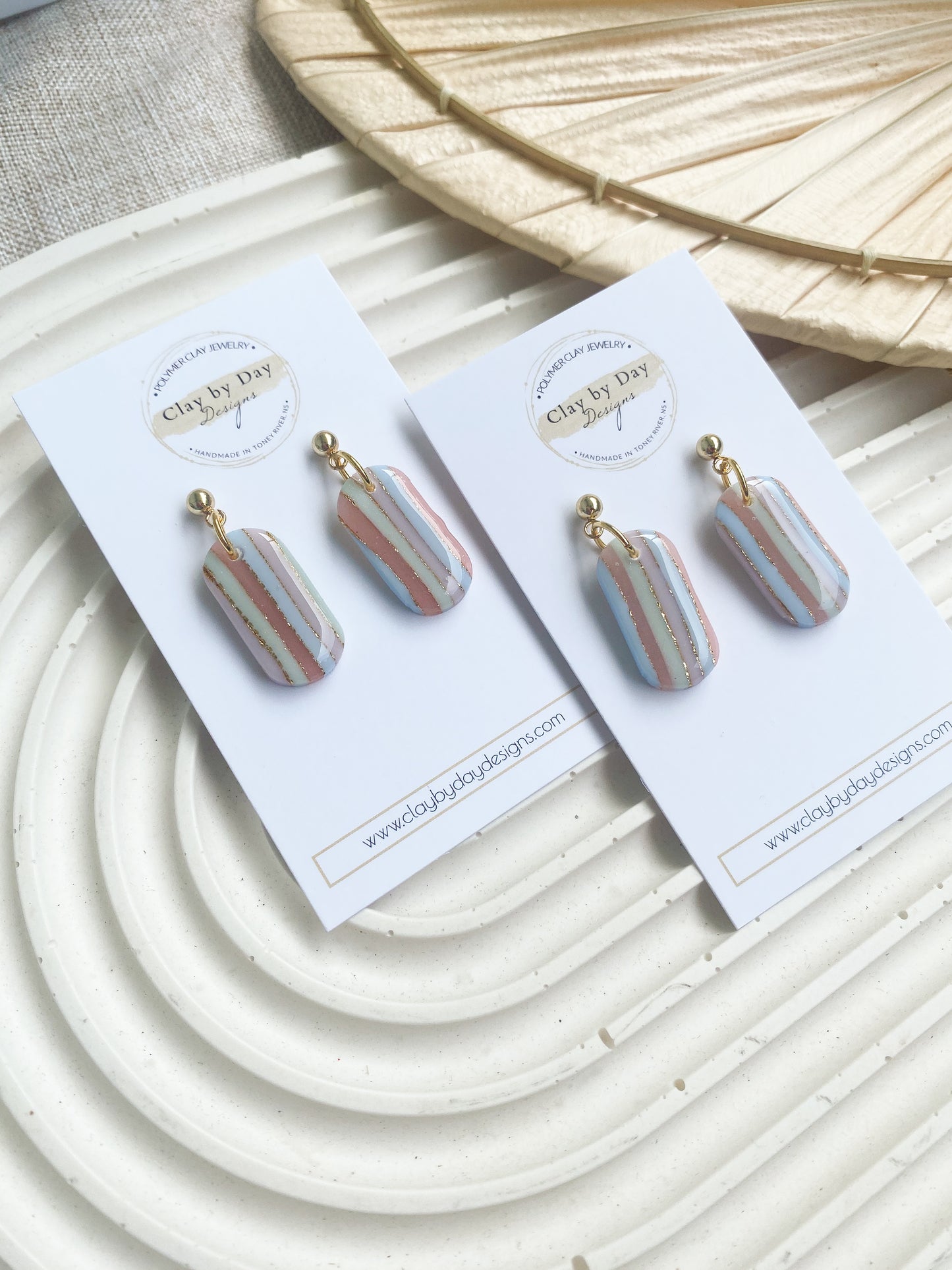 Striped Translucent Dangle - polymer clay earrings