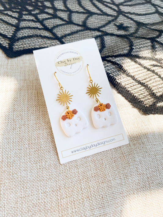 Floral Crown Ghost Dangle Earring