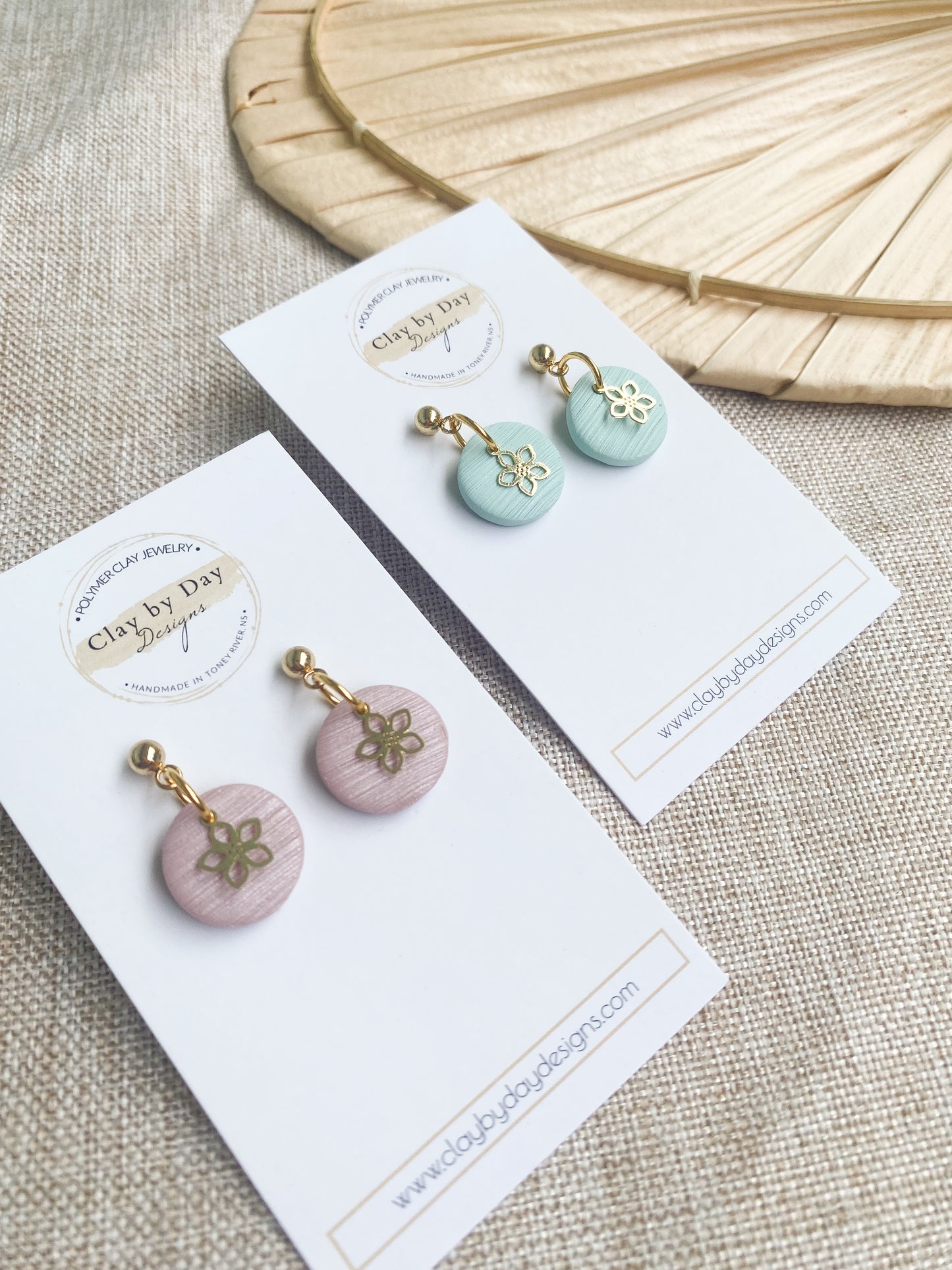 Dainty Floral Dangle - polymer clay earrings