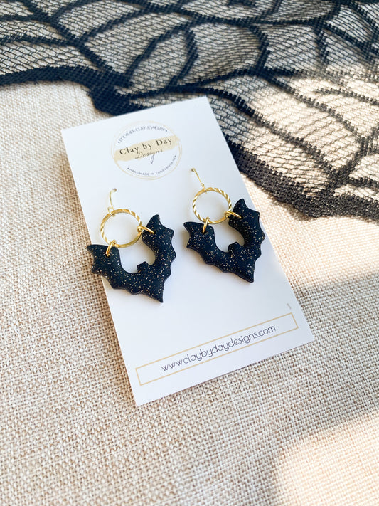 Glitter Bat Dangle Earring