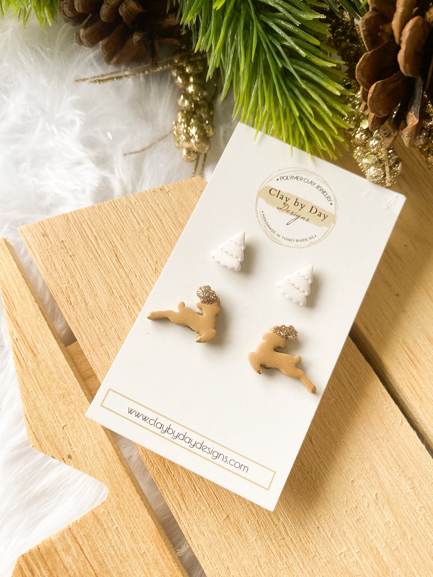 Tree & Reindeer Studs