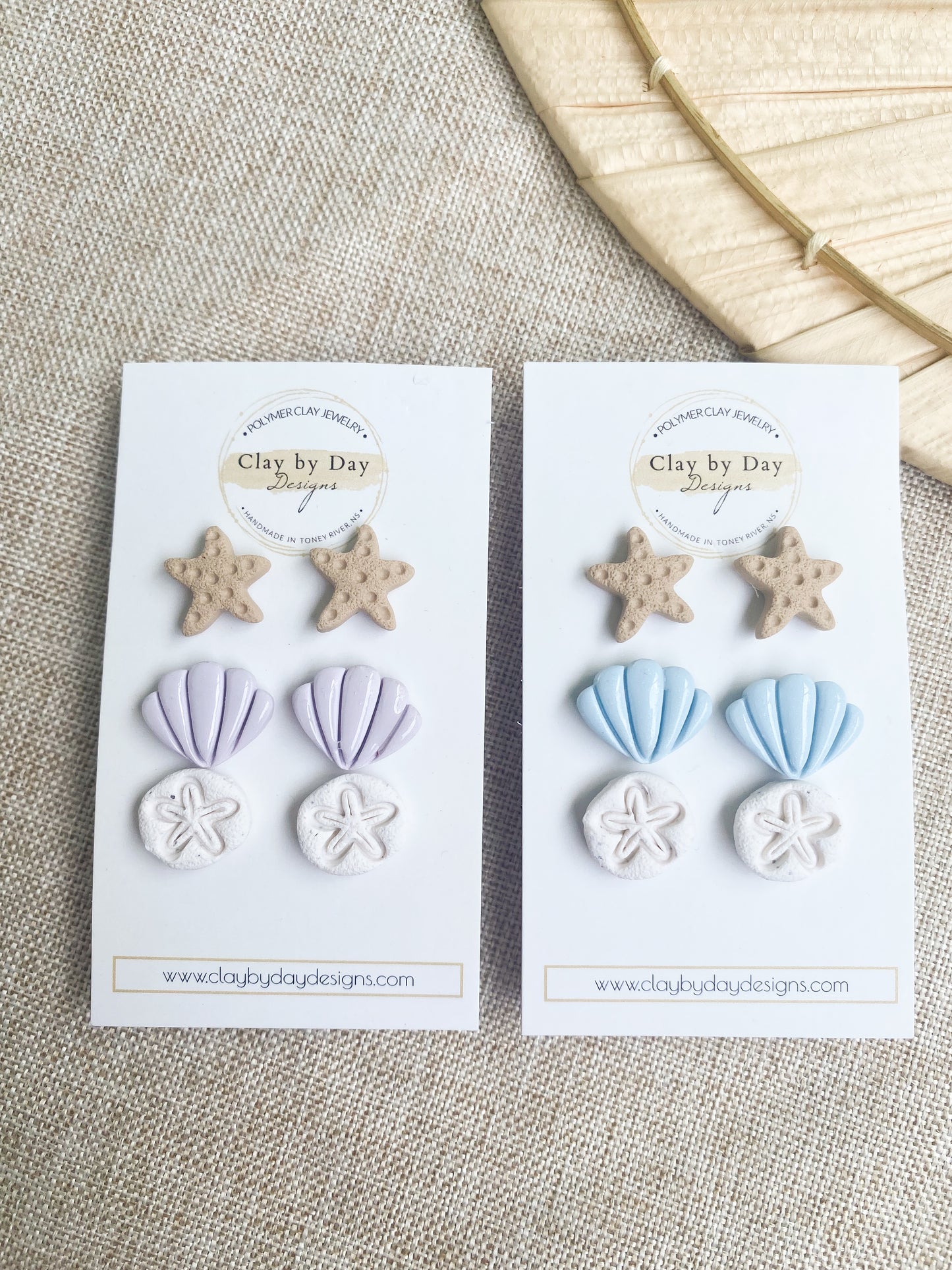 Beach Stud Trio - polymer clay earrings