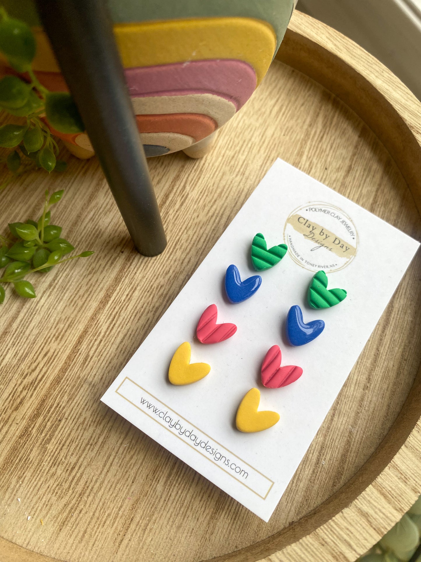 Colourful Heart Studs