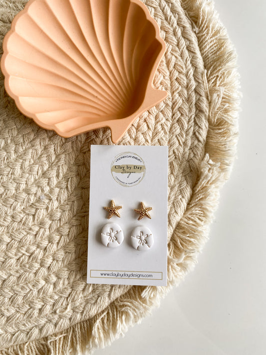 Starfish & Sand dollar stud set