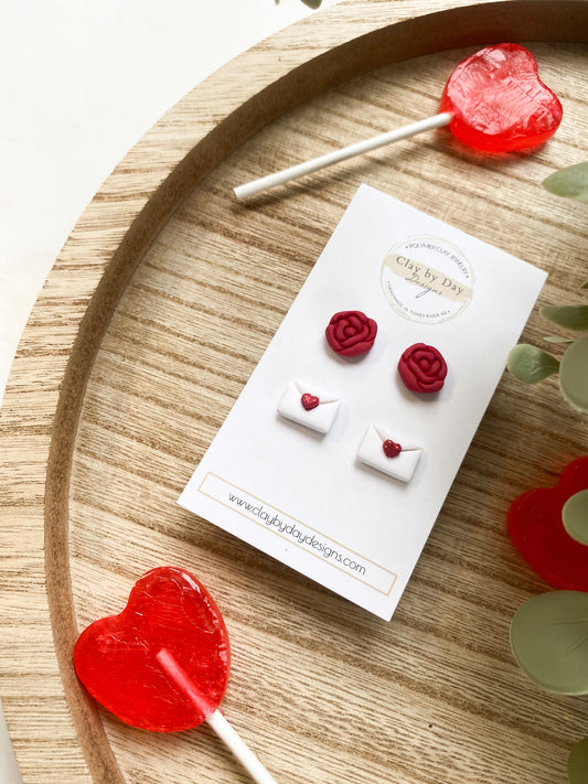 Love Letter & Rose Studs