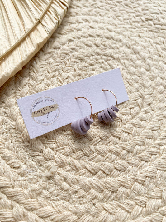 Rose Gold Hoops & Lavender Clay