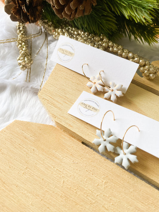 Snowflake Gold Hoops