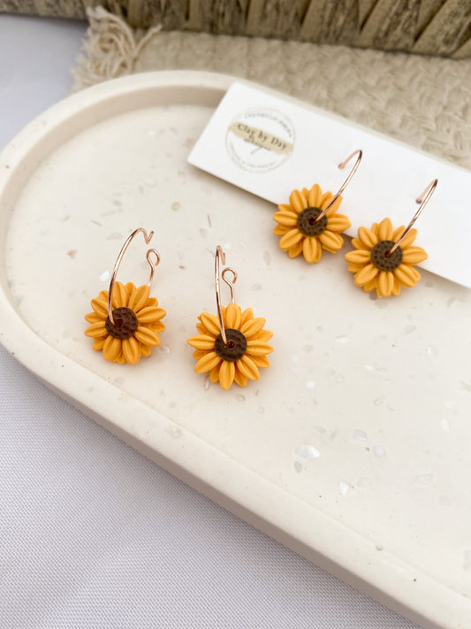 Sunflower Hoop Earring