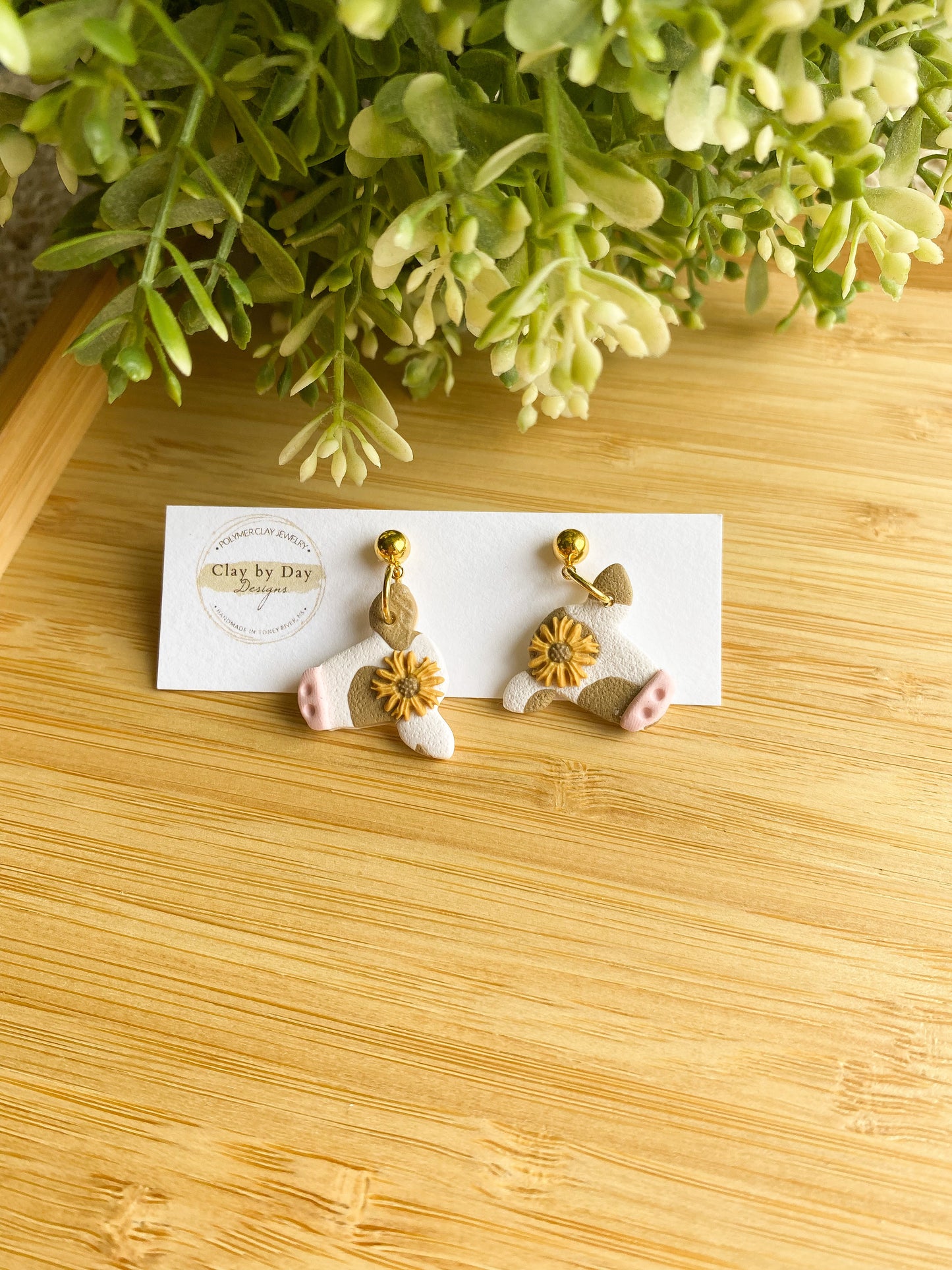 Floral Crown Cow Dangle Earring